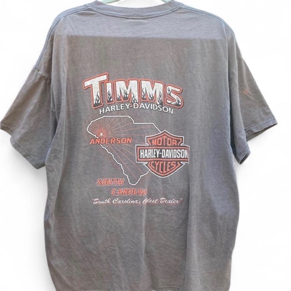 Y2K Harley-Davidson Gray Tee with Vibrant Orange Emblem - Picture 2 of 5